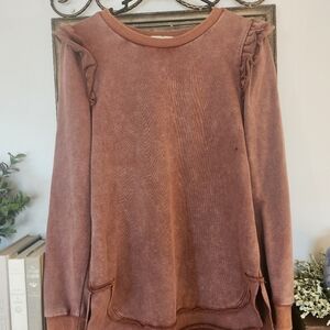 Betsey's Botique Vintage Wash Ruffle Sweatshirt S
